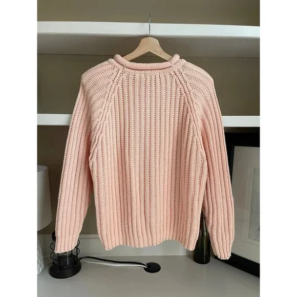 Vintage Rolled Collar Rollneck Crewneck Sweater - Size Large, Light Pink - Picture 8 of 10